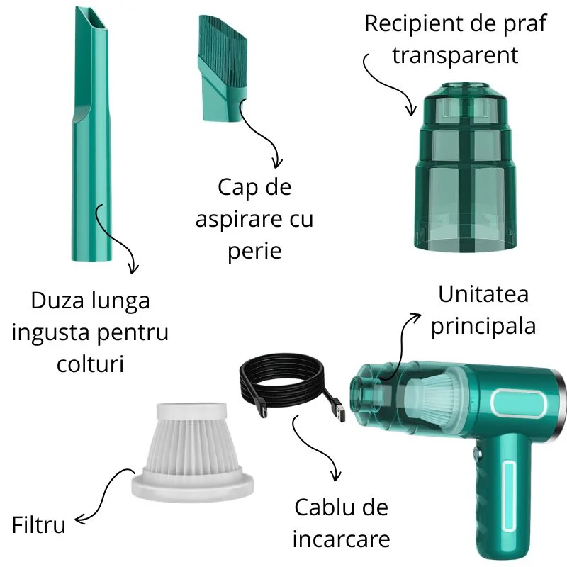 Mini aspirator auto portabil 45W [14]