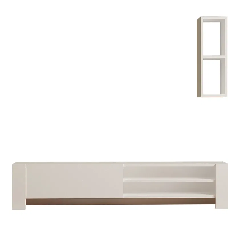 Mobilier TV Naz, alb, design modern, rafturi suspendate, 160 cm [5]