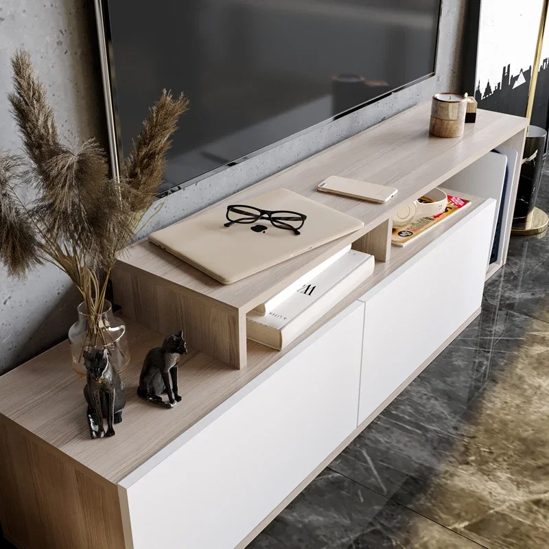 Comoda TV, alb-cordoba, 150 cm, rafturi multiple, stil contemporan [3]