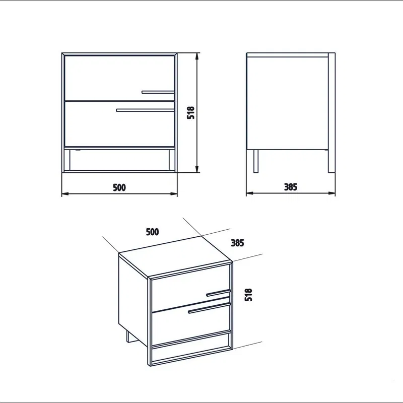 Noptiera alba si aurie cu sertar si picioare metalice, 50x51,8 cm [3]