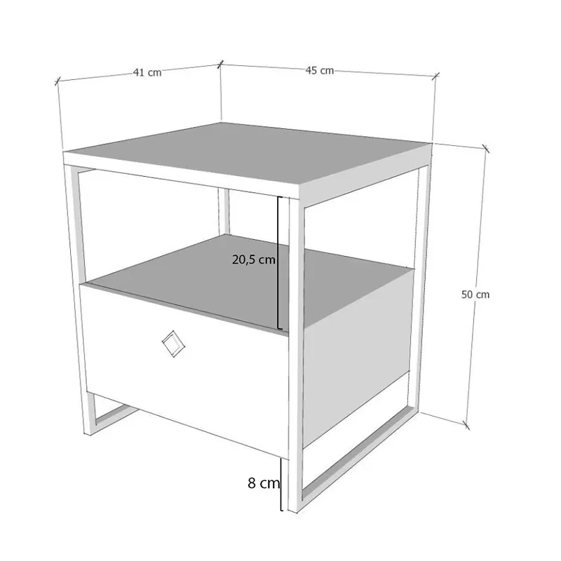 Noptiera Altunizade Antracit cu raft si stil minimalist [4]