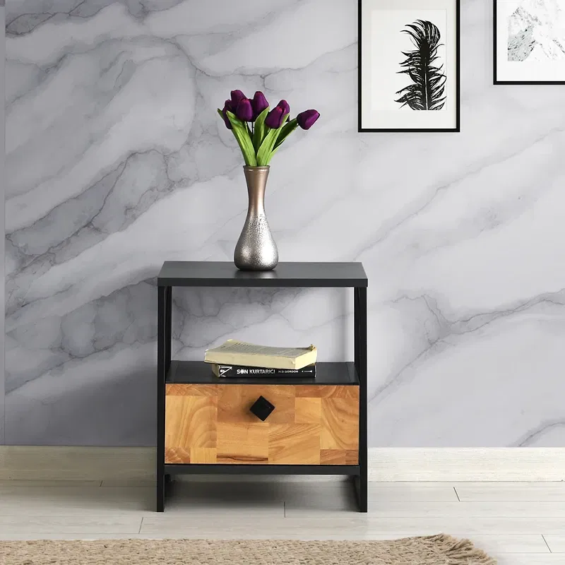 Noptiera Altunizade Antracit cu raft si stil minimalist [1]