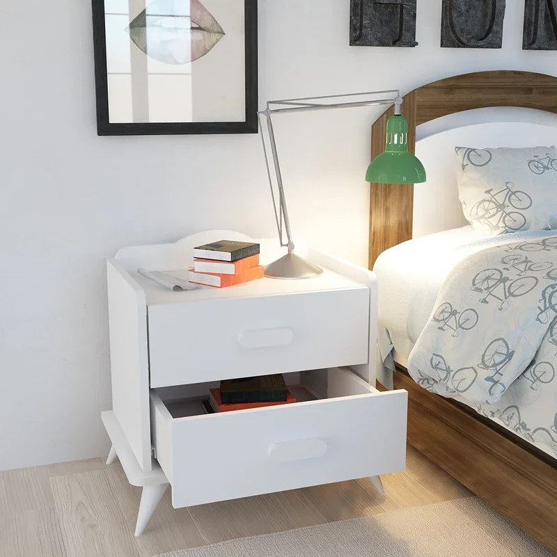 Noptiera Andaz alba cu 2 sertare si picioare elegante 60x58 6 cm [3]