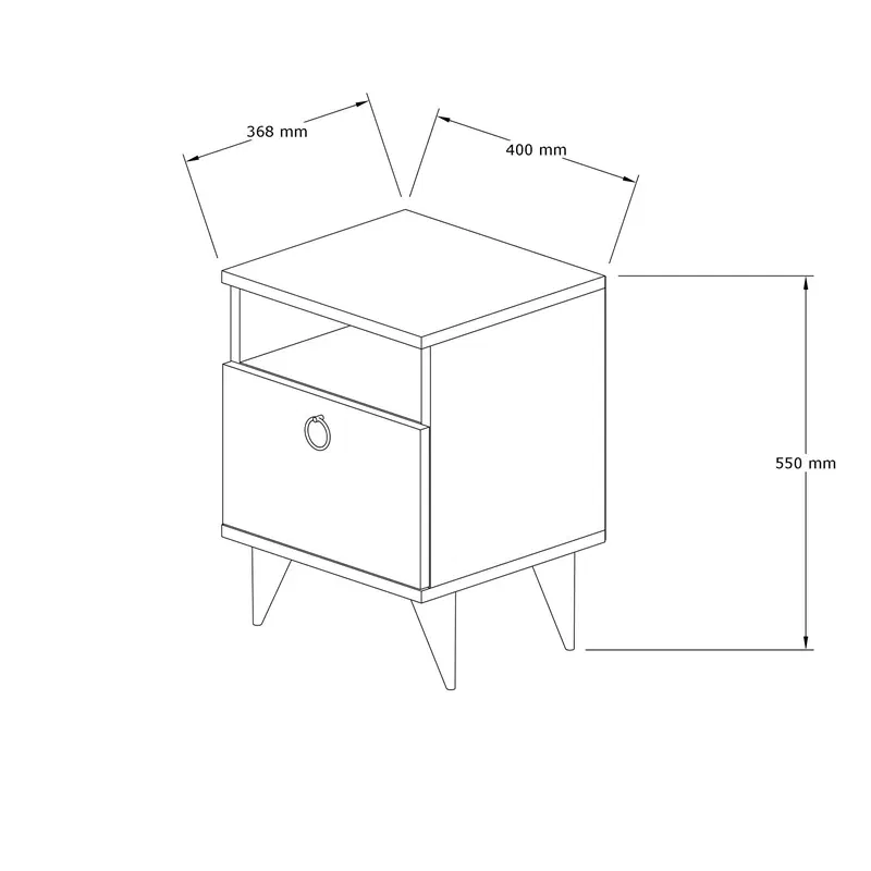Noptiera Barlo, safir, cu picioare metalice, design modern, 40x50 cm [3]