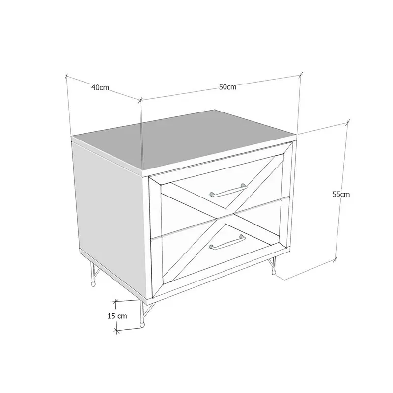 Noptiera Felicita antracit, stejar, cu sertare si picioare metalice [3]