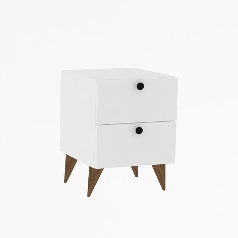 Noptiera Kada, alba, cu 2 sertare rotunjite, stil modern, 40x55 cm [2]