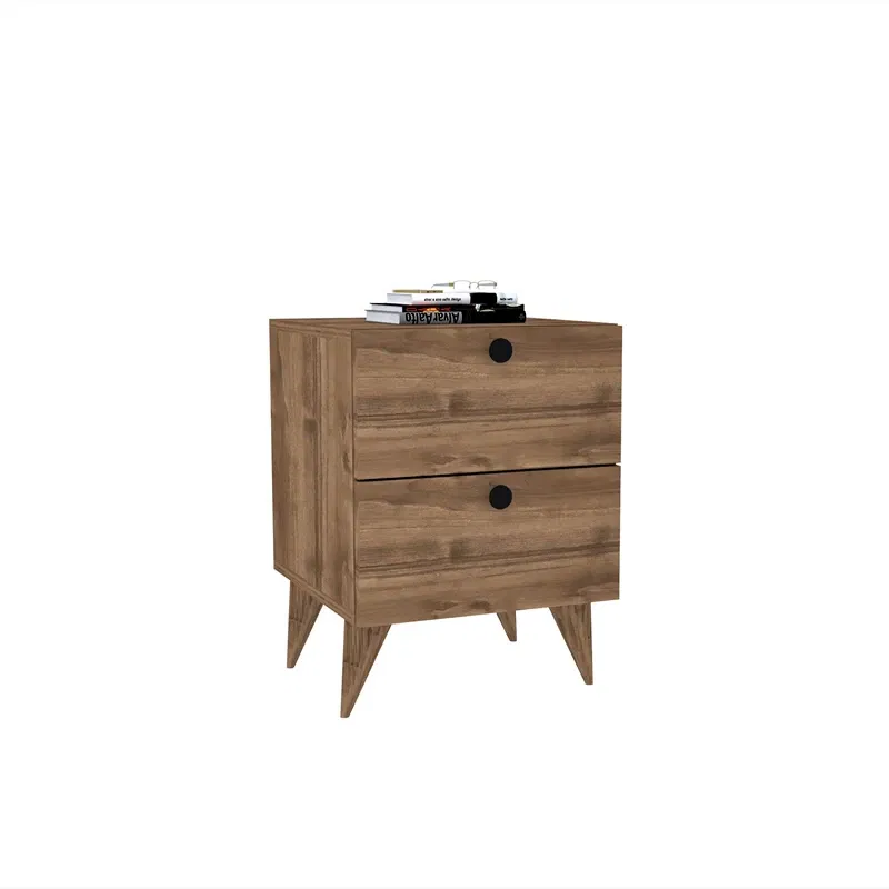 Noptiera Kada, nuc, cu 2 sertare, design modern, 40x55 cm [4]
