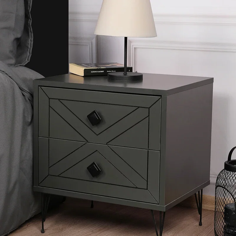 Noptiera Luna antracit cu design modern si spatiu de depozitare [2]