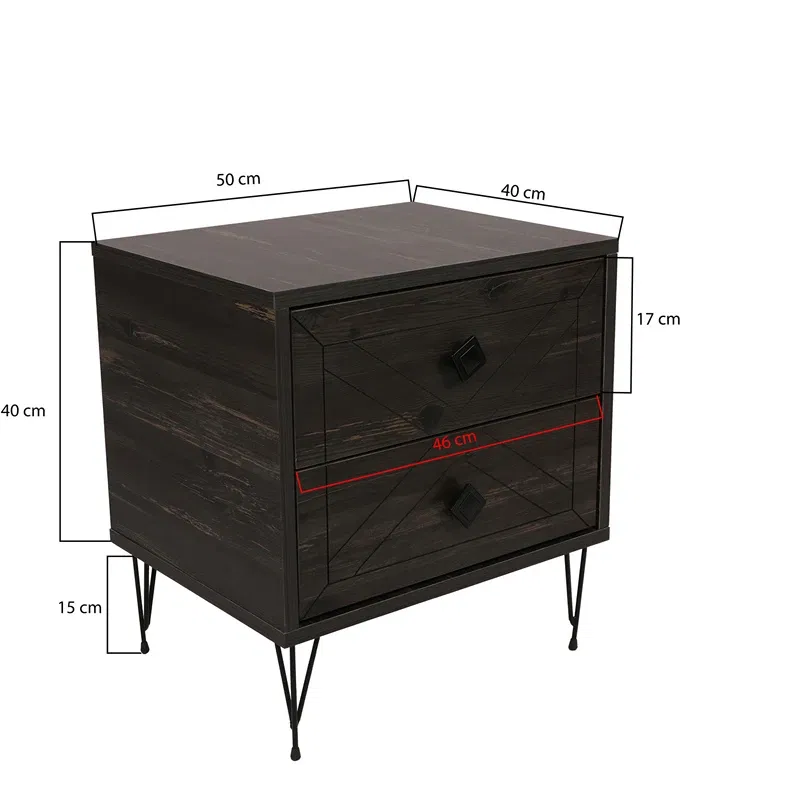 Noptiera Luna Maro Inchis cu picioare inalte si design clasic [5]