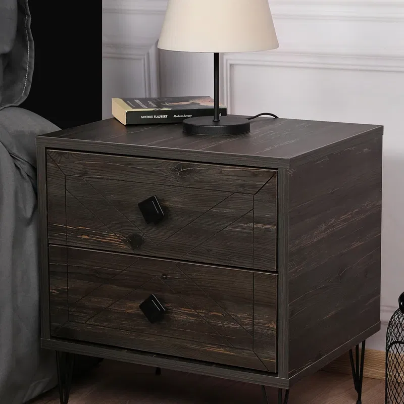 Noptiera Luna Maro Inchis cu picioare inalte si design clasic [2]