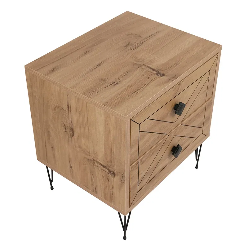 Noptiera Luna pin cu sertare incapatoare si picioare metalice [7]