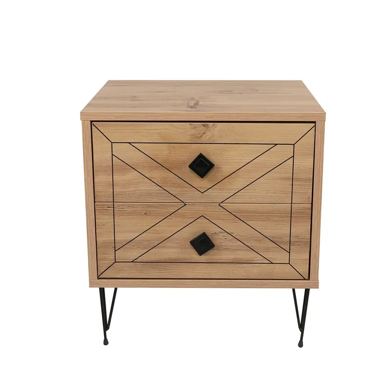 Noptiera Luna pin cu sertare incapatoare si picioare metalice [10]