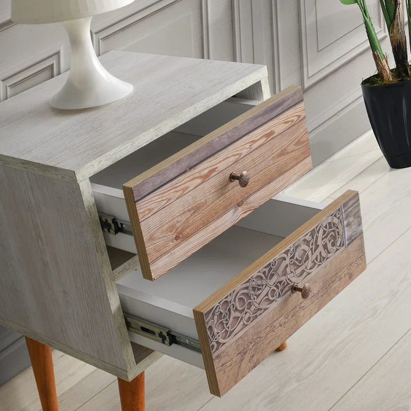 Noptiera Malmo alab nuc cu doua sertare si design scandinav [3]