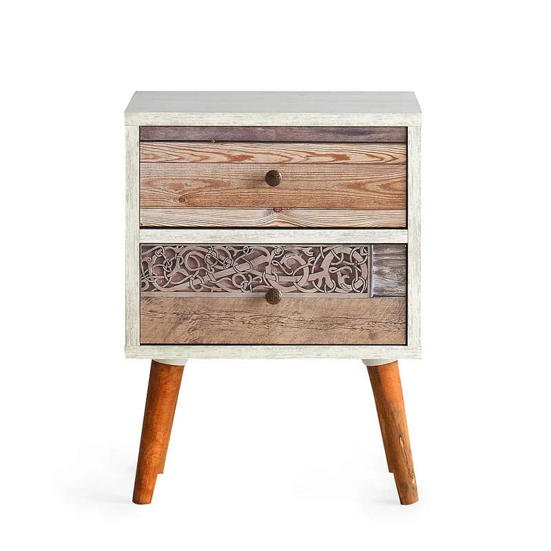 Noptiera Malmo alab nuc cu doua sertare si design scandinav [4]