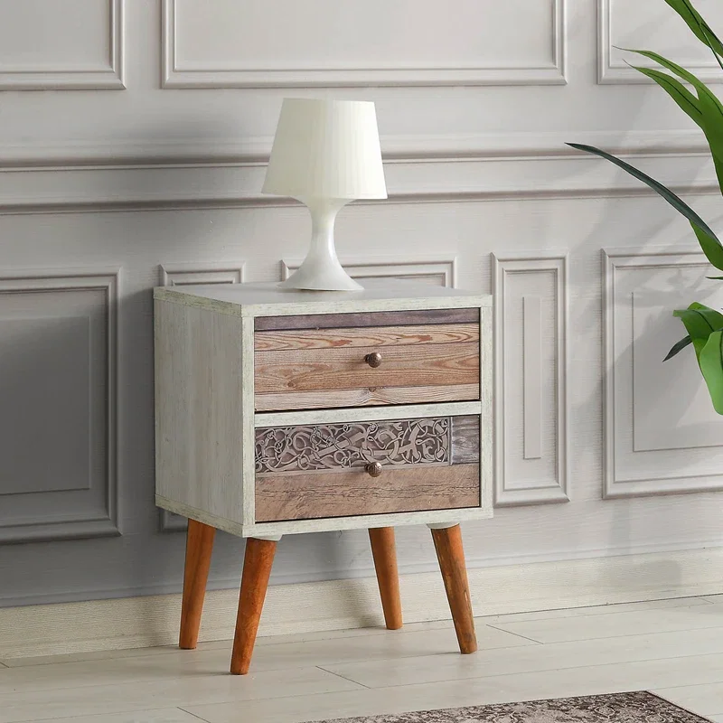 Noptiera Malmo alab nuc cu doua sertare si design scandinav [2]