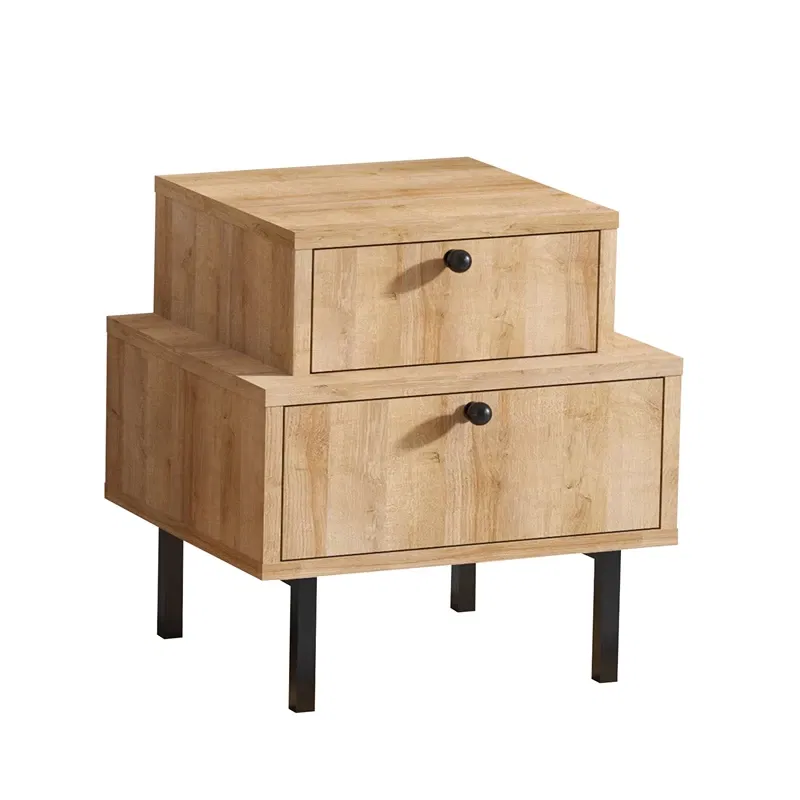 Noptiera Nadia, stejar negru, 45 cm, picioare metalice, design elegant [3]