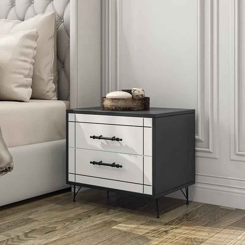 Noptiera Night alb, negru, cu design modern si sertare spatioase [1]