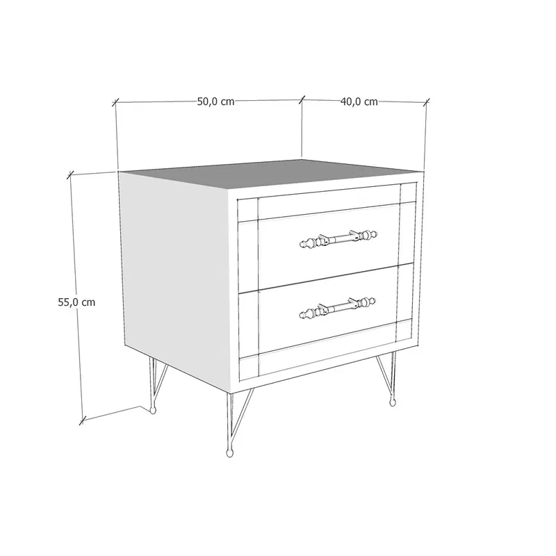 Noptiera Night alb, negru, cu design modern si sertare spatioase [2]