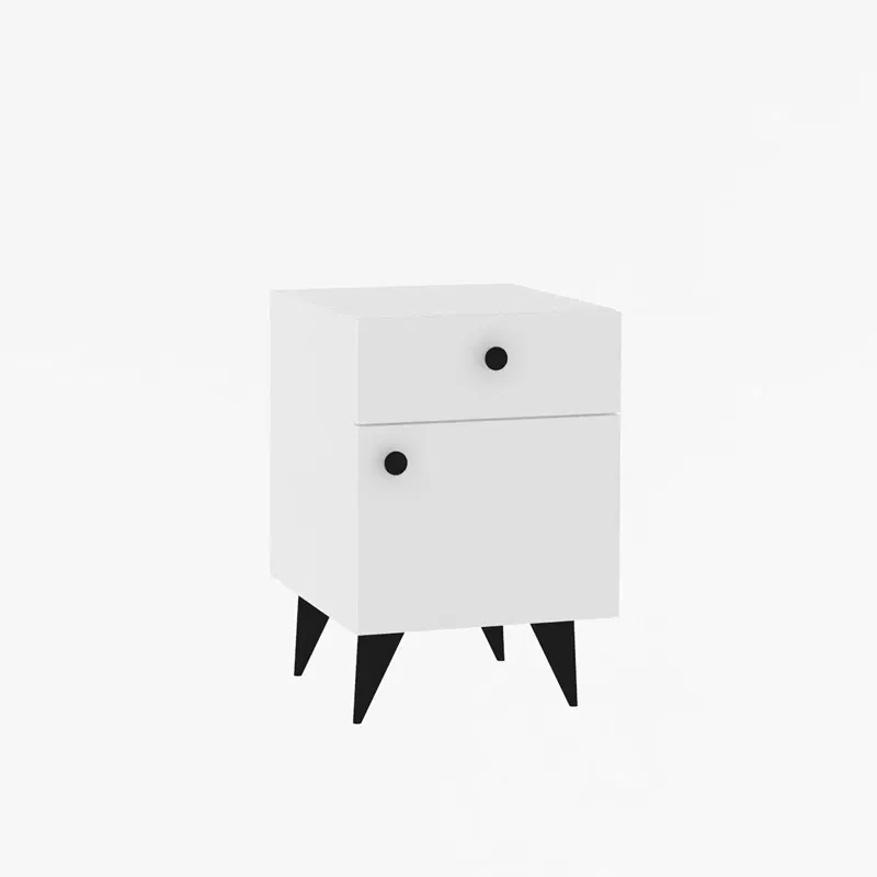 Noptiera Pila, alb, cu sertar si raft, 40x60 cm [3]