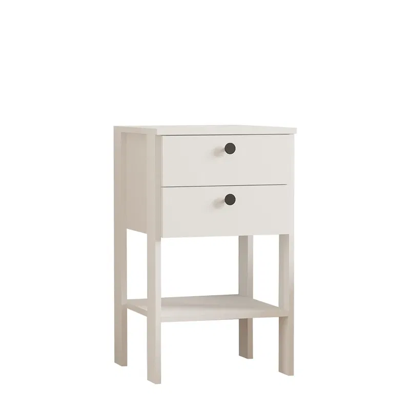 Noptiera Ruzisa, alba, cu 2 sertare si raft, design clasic, 44x75 cm [4]