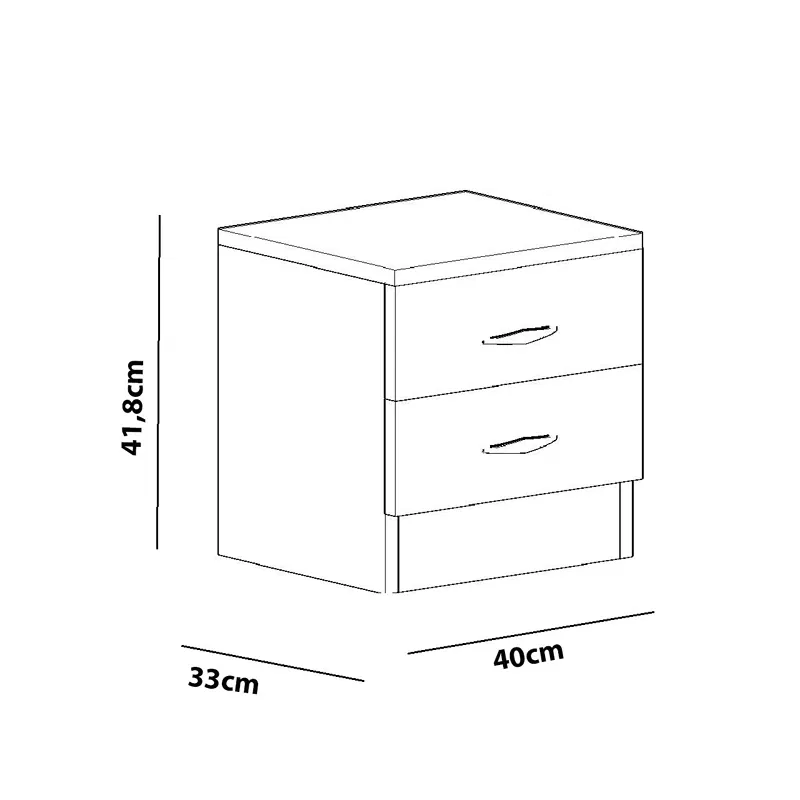Noptiera Sine, alba, 40 x 42 cm, cu 2 sertare, design modern [3]