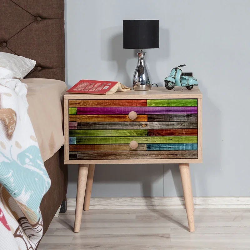 Noptiera Two, stejar sonoma, eleganta, cu 2 sertare si picioare inalte, 60 cm [1]