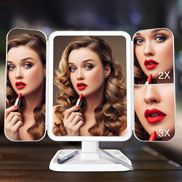 Oglinda machiaj cu LED, plianta cu touchscreen si zoom 1x/2x/3x [1]