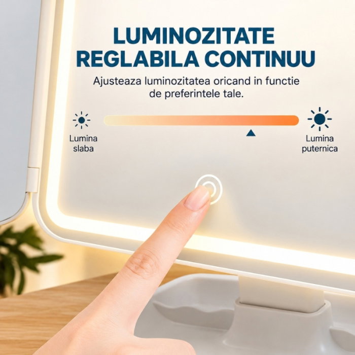 Oglinda machiaj cu LED, plianta cu touchscreen si zoom 1x/2x/3x [21]
