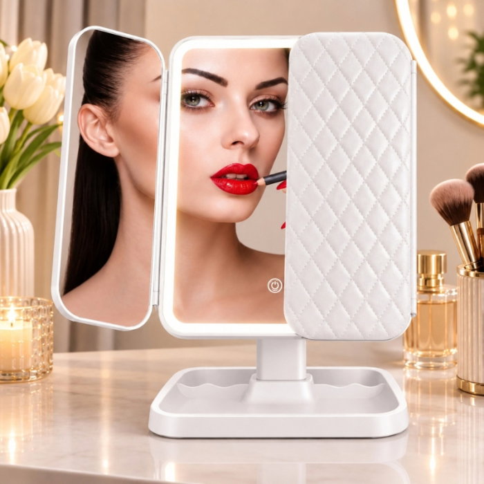 Oglinda machiaj cu LED, plianta cu touchscreen si zoom 1x/2x/3x [17]