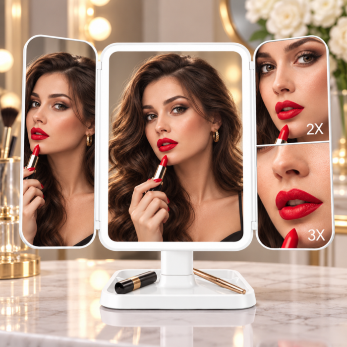 Oglinda machiaj cu LED, plianta cu touchscreen si zoom 1x/2x/3x [1]