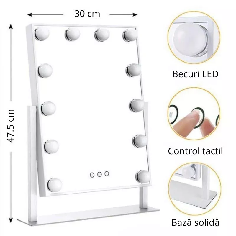 Oglinda machiaj profesionala cu 12 becuri LED Hollywood Star [15]
