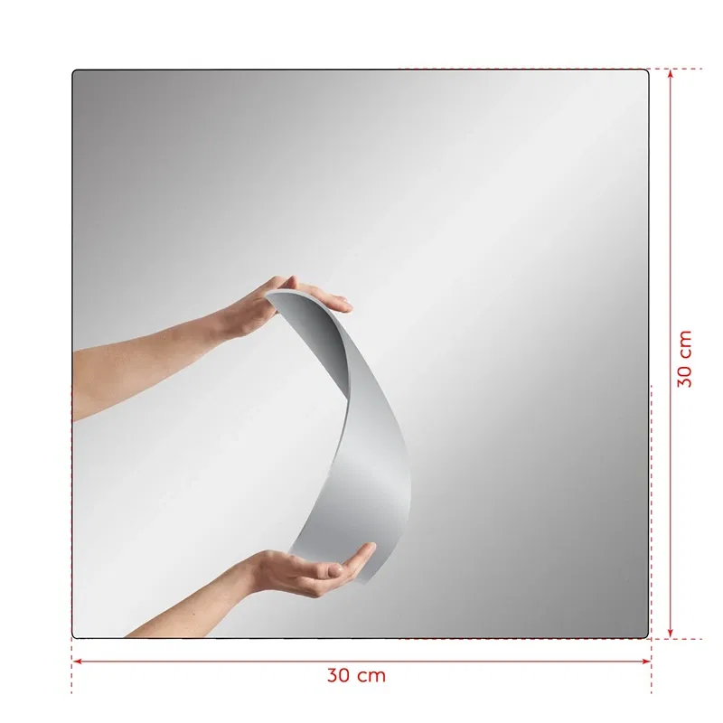 Oglinda patrata, argintie, 30 x 30 cm, acrilica, montaj fara gauri [3]