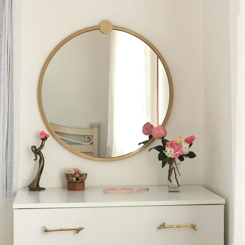 Oglinda rotunda cu rama aurie, rama metalica, design elegant [9]