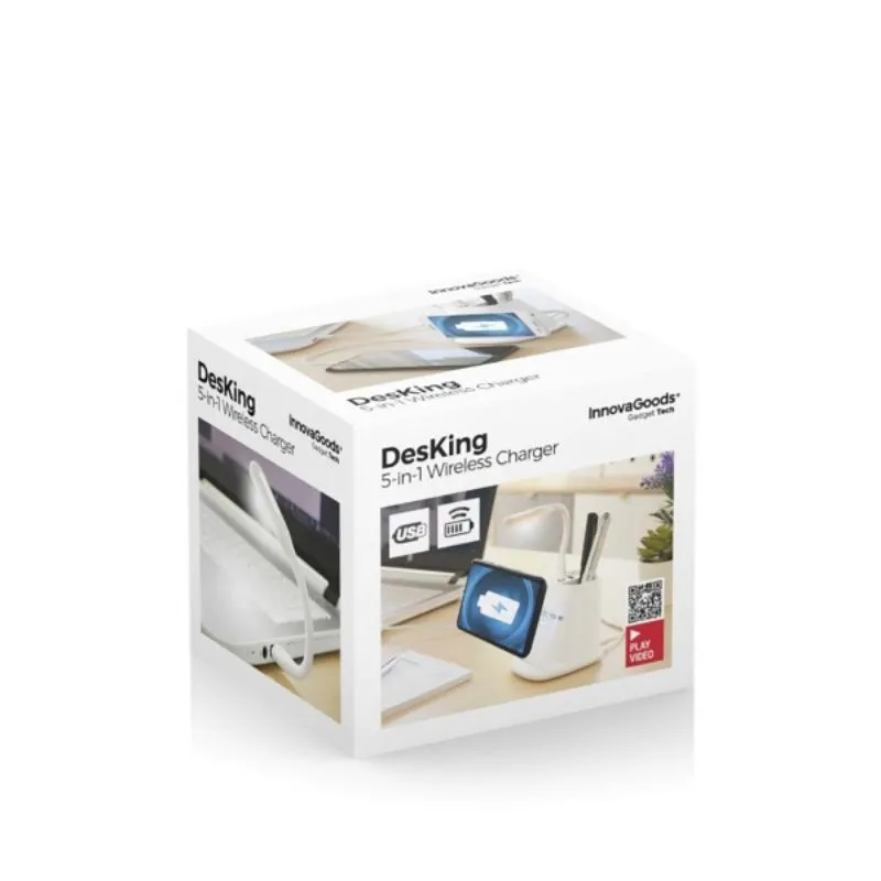 Organizator birou cu lampa led si incarcator wireless THE desKING [8]