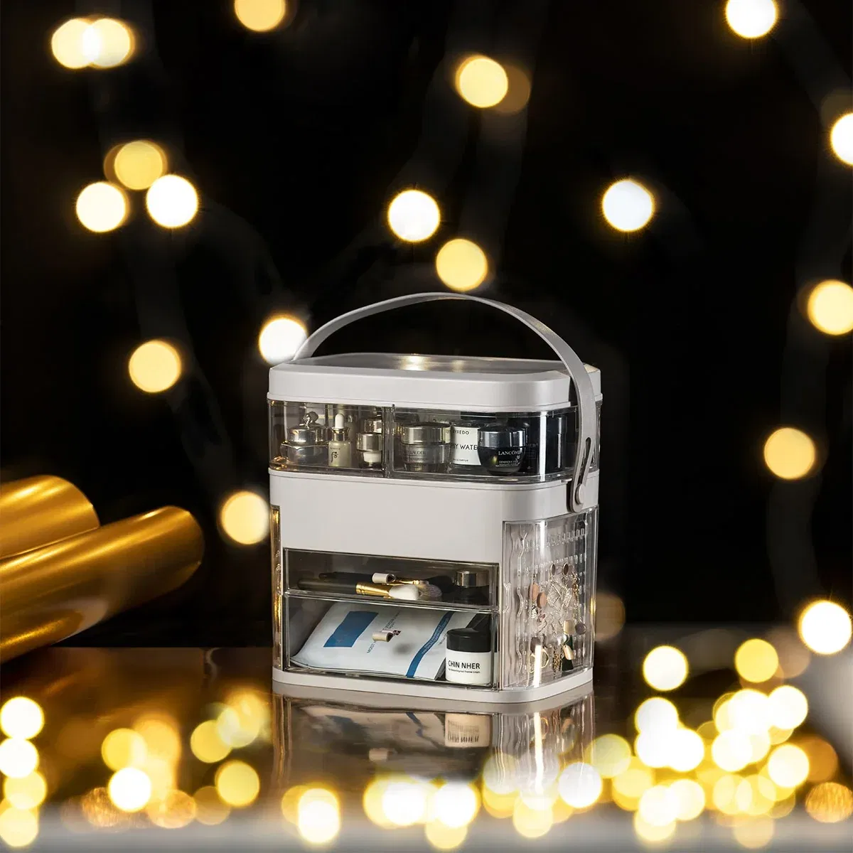 Organizator cosmetice Cutie cu oglinda iluminata LED [8]