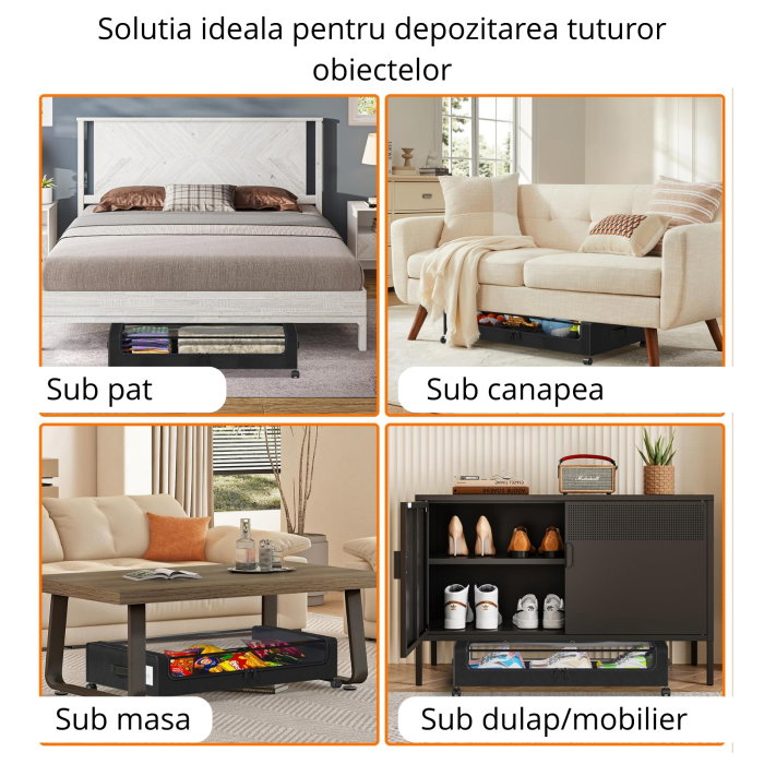 Organizator de haine cu roti pentru depozitare sub pat [6]