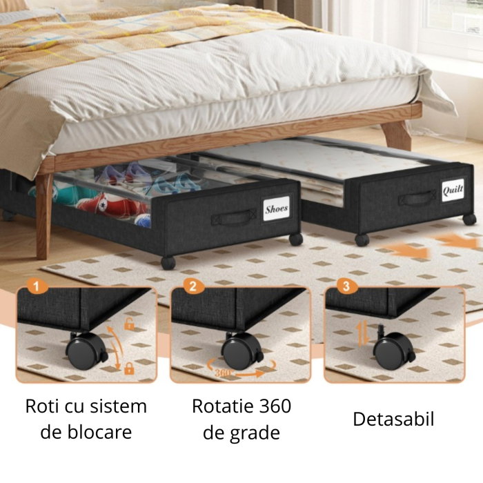 Organizator de haine cu roti pentru depozitare sub pat [9]