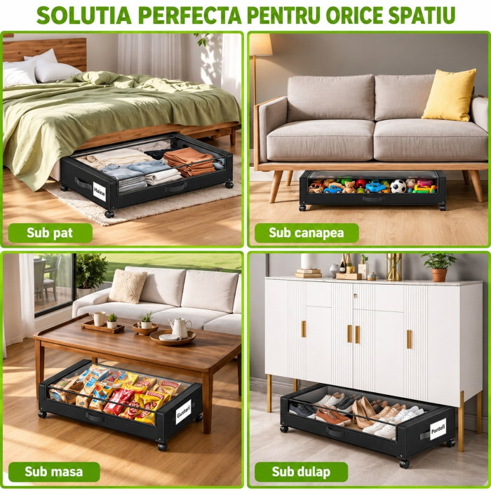 Organizator de haine cu roti pentru depozitare sub pat [8]