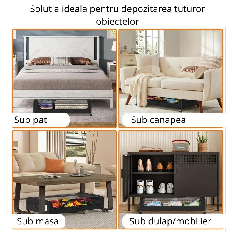 Organizator de haine cu roti pentru depozitare sub pat [6]