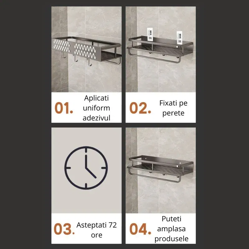 Organizator de perete cu suport prosop 30 cm [8]