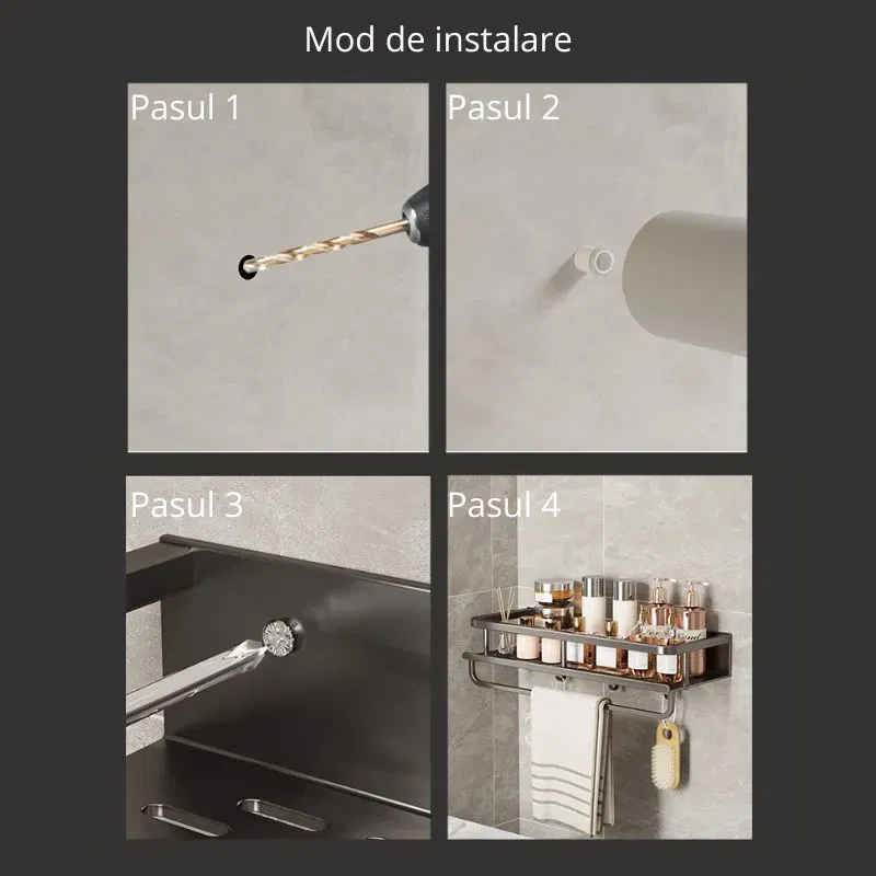 Organizator de perete cu suport prosop 30 cm [7]