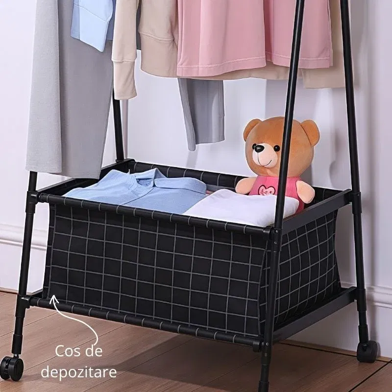 Organizator haine tip cuier pliabil cu raft [4]