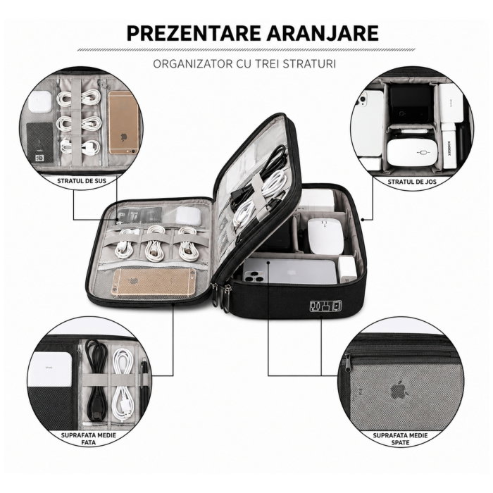 Organizator pentru cabluri cu 3 compartimente [13]