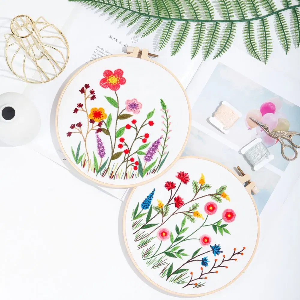 Pachet 4 Kit-uri Broderie DIY, Floricele pe campii [9]