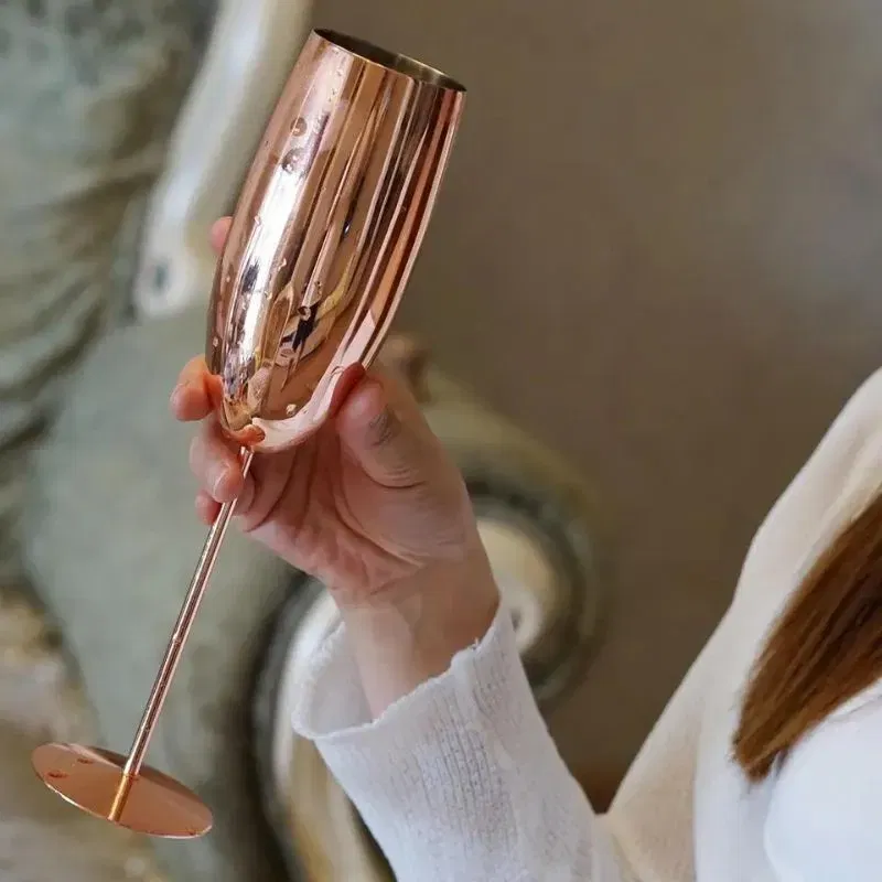 Pahar sampanie din Otel inoxidabil Rose Gold [2]