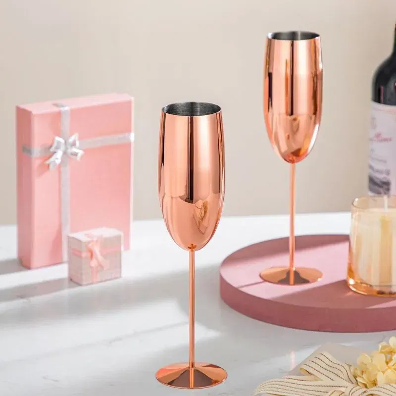 Pahar sampanie din Otel inoxidabil Rose Gold [7]