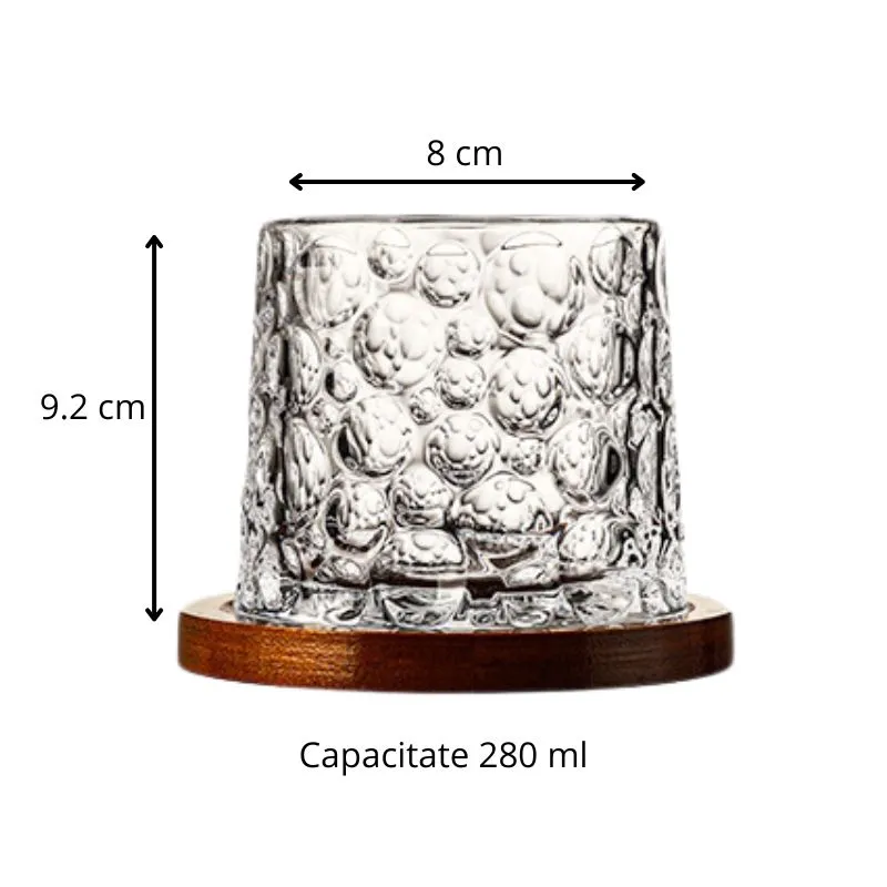 Pahar whiskey Spinner cu baza din lemn [3]