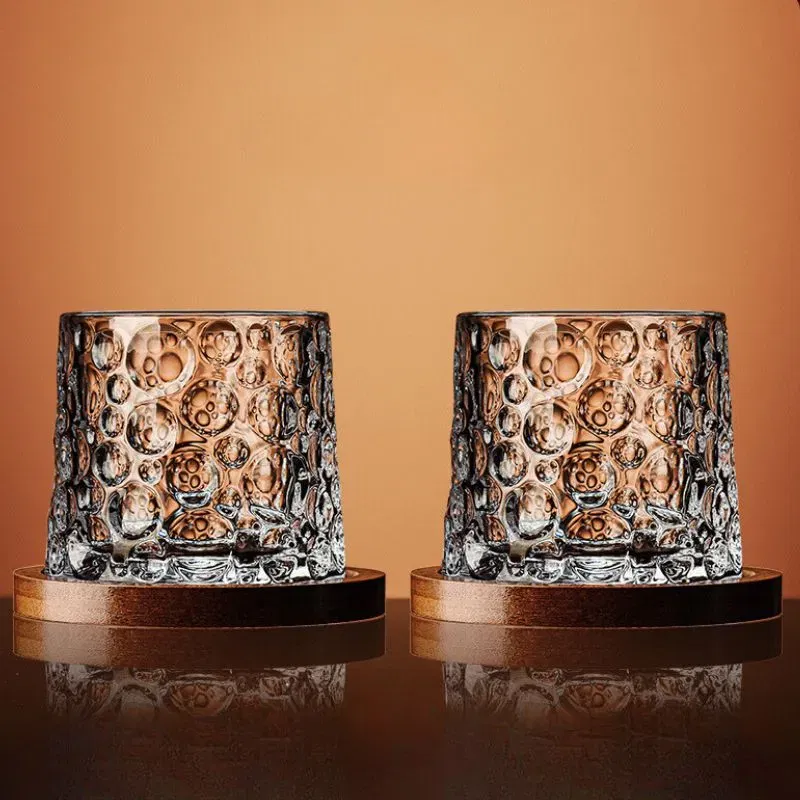 Pahar whiskey Spinner cu baza din lemn [2]