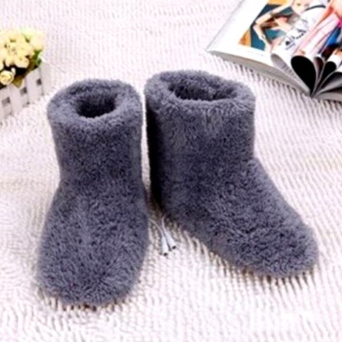 Papuci de casa inalti, Gadget cu incalzire prin USB, gri, Barbatesti [3]