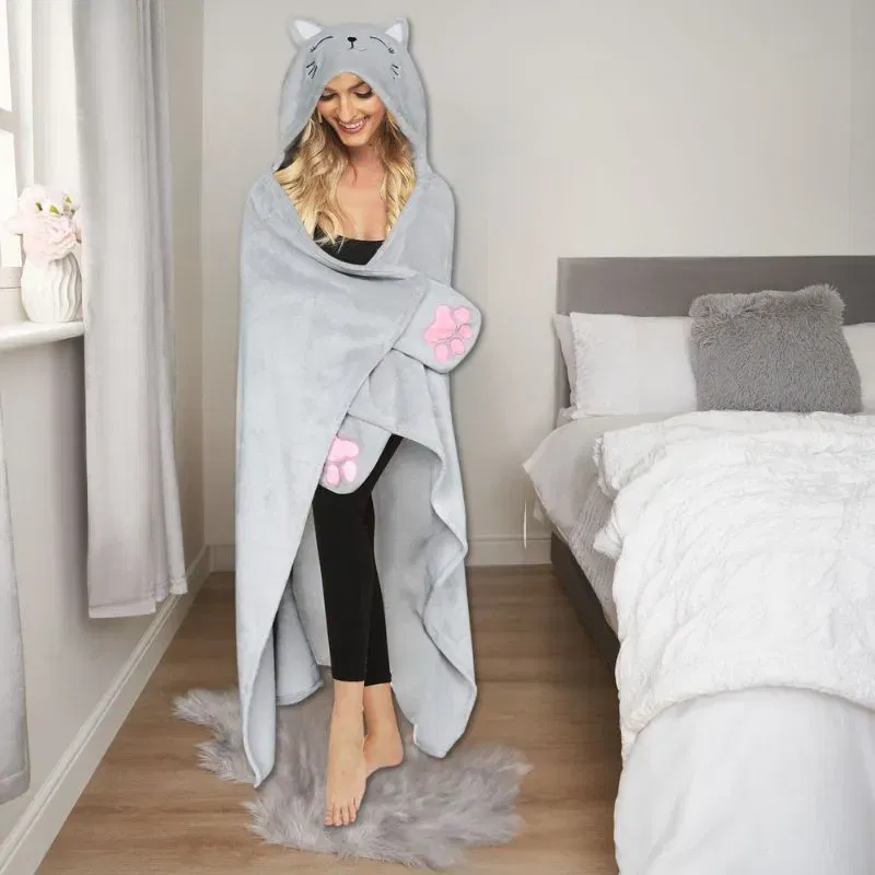 Patura Confortabila cu Gluga si Maneci Pisicuta [1]